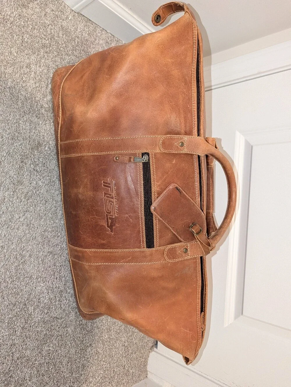 Brown Leather Duffel Weekender Bag - Classic Travel Tote Made In India